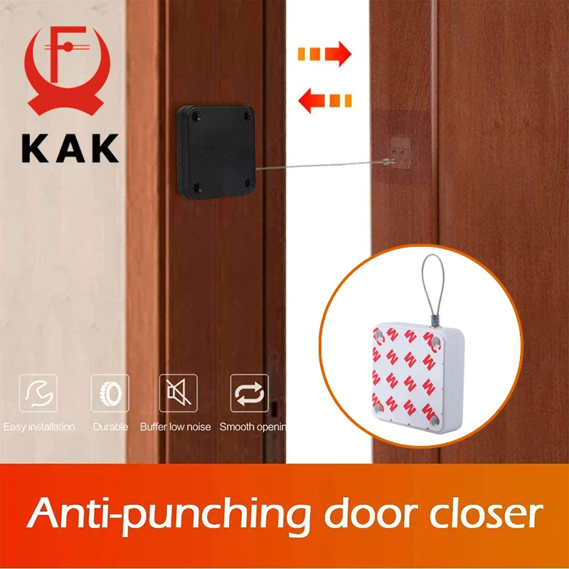 KAK Punch-free Automatic Door Closer 500g-1000g Tension Closing Device door closer
