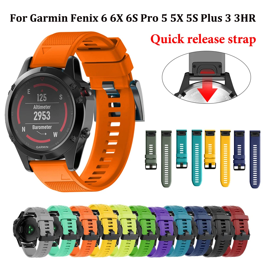 20 22 26MM Silicone Watch Strap Band Quick Release Bracelet For Garmin Fenix 7X 7 7S 6X 6 Pro 5X 5 Plus 5S 3HR 935 945 Wristband