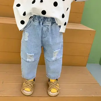 

2020 new arrival girls boys denim pants holes spring fashion kids jean pants 1-6t HO95