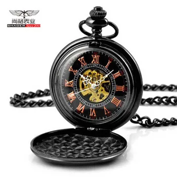 

Fashion Pocket Fob Watches Full Double Hunter Mechanical Pocket Watches Engraved Men Women Pocket Watch Chain
