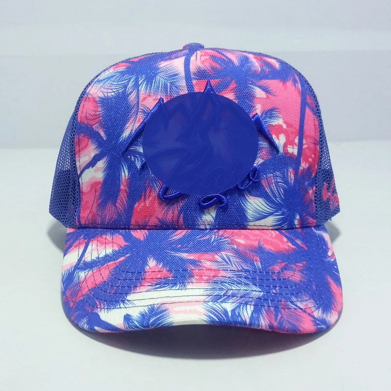 US $155.00 Custom Low MOQ 3D Full Printing Cap Traveler Ventilated Seaside Beach Vacation Journey Travel Coconut Tree Tennis Baseball Hat