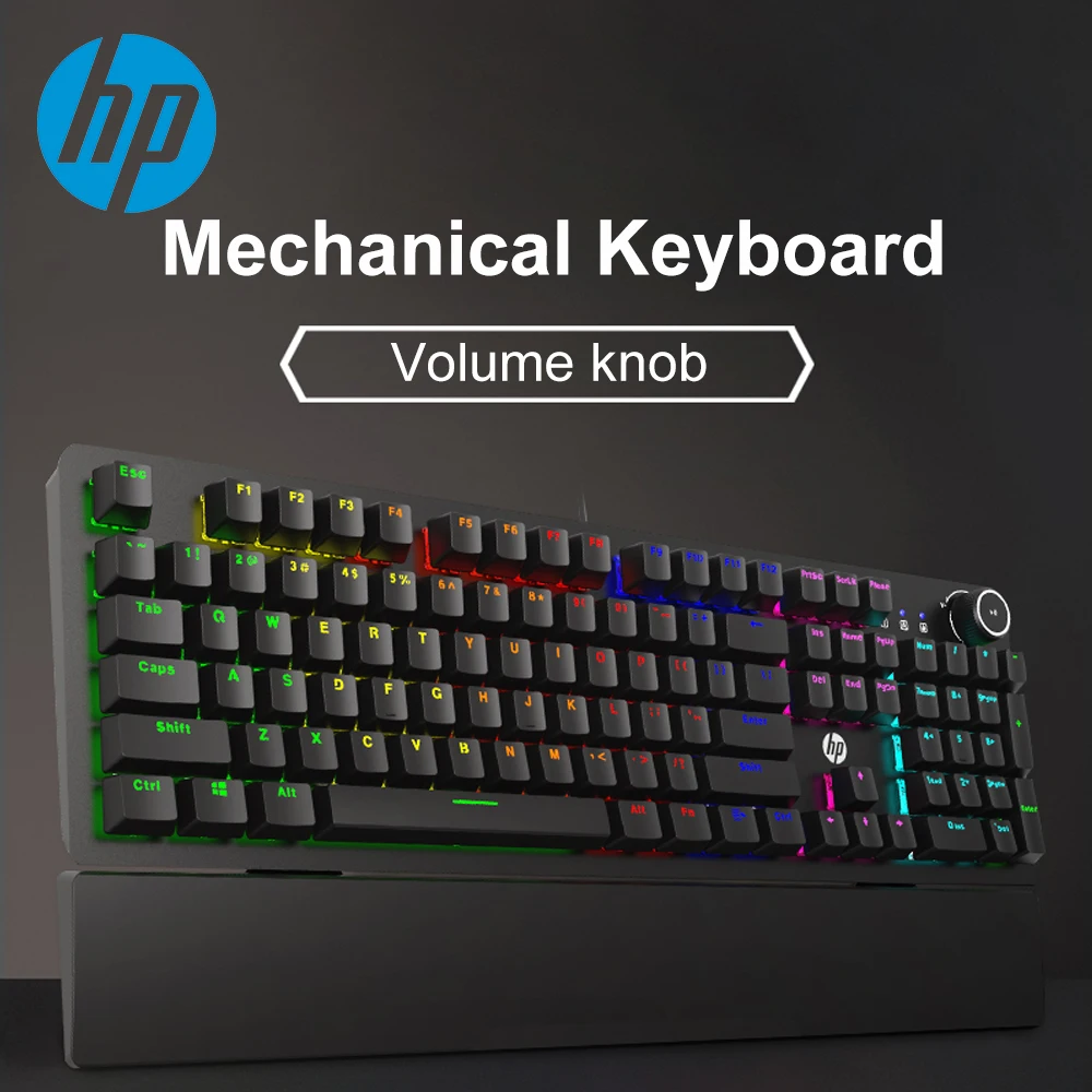 HP Mechanical Gaming Keyboard with Hand Rest Rotating Control Colorful LED Backlit Wired Gamer Backlight Computer PC | Компьютеры и