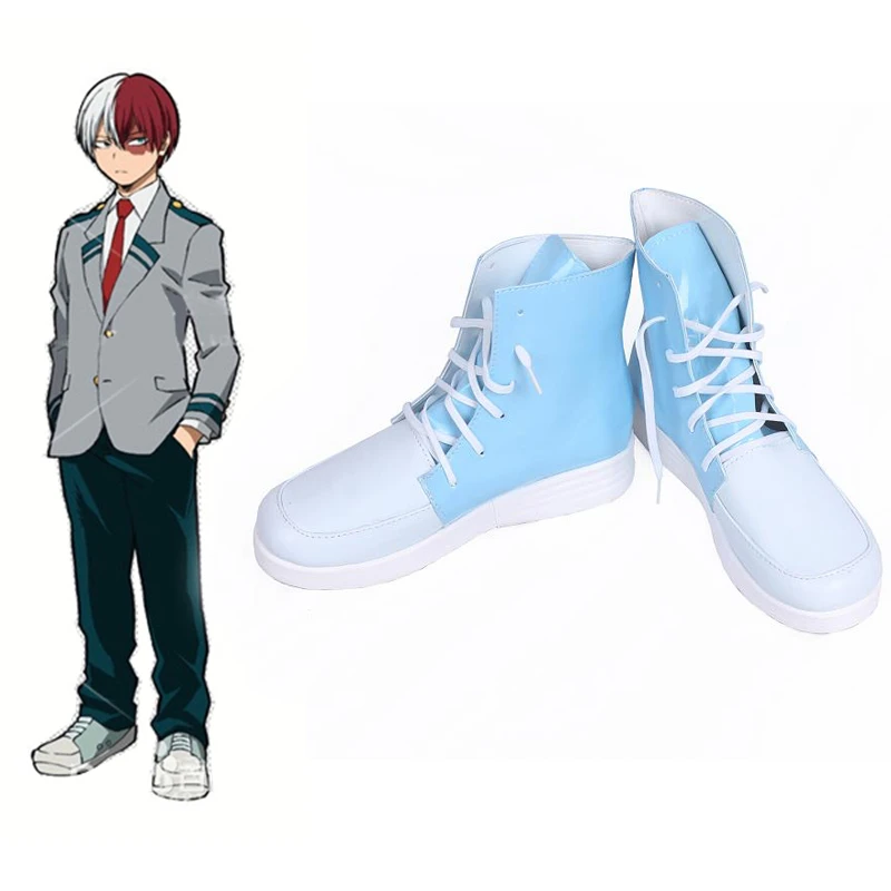 С героями из мультфильма «Мой герой Косплэй Todoroki костюм shoto сапоги для школы; водолазная обувь для взрослых на Хэллоуин аксессуары карнавал вечерние ботильоны на высоких каблуках