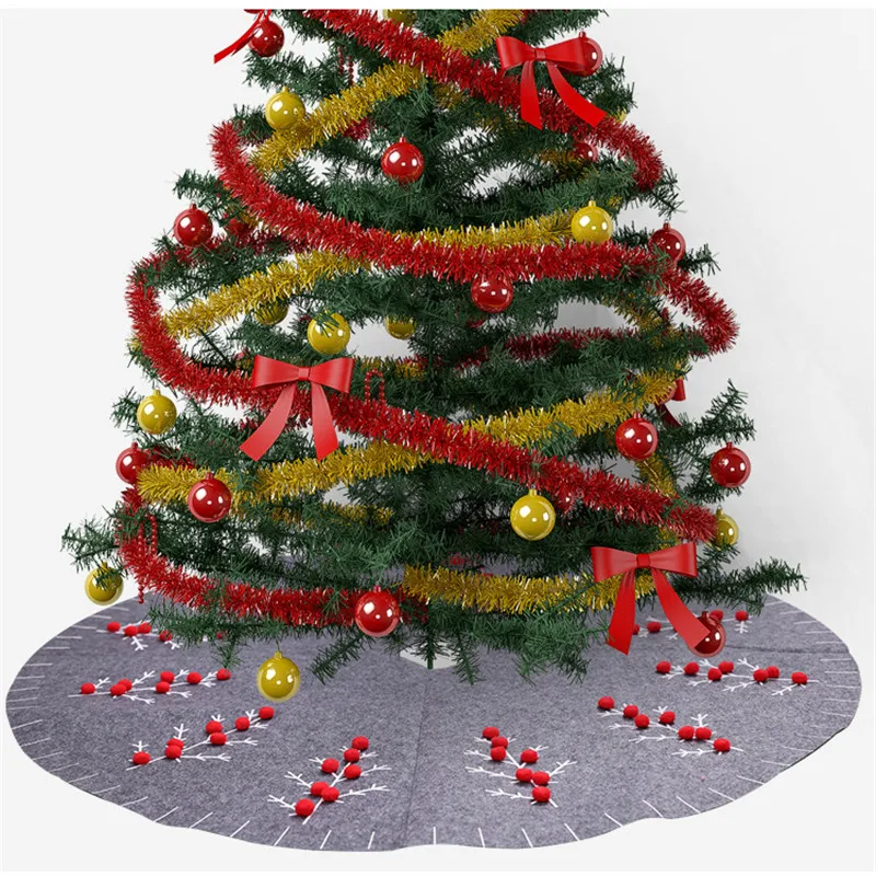 120cm 3D Christmas Plaid Long Haired Tree Skirt Dress Up Decorations For Home Xmas New Year Gift Navidad | Дом и сад