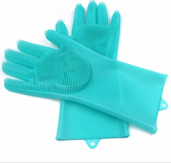 

2 Pcs=1 Pair Silicone Kitchen Cleaning Dishwashing Gloves Magic Scrubber Rubber Dish Washing Gloves Tools Kitchen Gadgets Glove