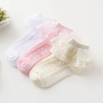 

Cute Lace Flower Mesh Summer Newborn Baby Socks Cotton Girl Angel Wings Anti Slip Children's Girls Socks