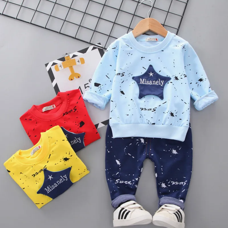Одежда для маленьких девочек г., осенне-зимний костюм для мальчиков и девочек одежда с длинными рукавами и круглым вырезом От 2 до 6 лет, футболка и штаны для малышей Лидер продаж