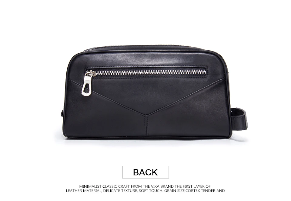 Contact's Genuine Leather Makeup Bag Men High Quality Men's Cosmetic Bags Man Travel Bags Black Wash Bag Luxury Double Zipper