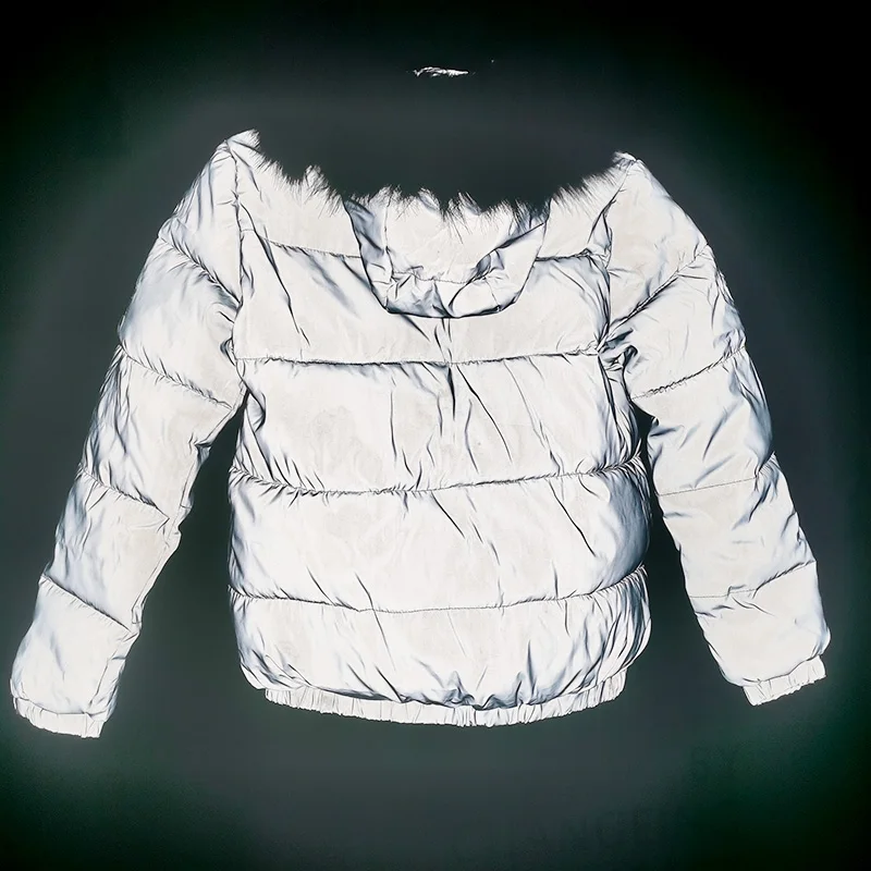Hooded Puffer Jacket Women Reflective Winter Thick Students Oversize Parka Sexy Streetwear Warm Luminous Coat - Parkas - AliExpress