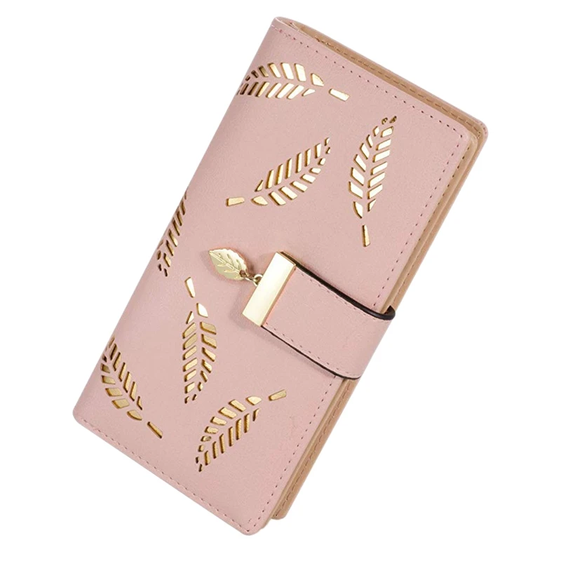 Pink Модный женский длинный кожаный кошелек-держатель для карт, элегантный кошелек на молнии с пряжкой - Цвет: Pink