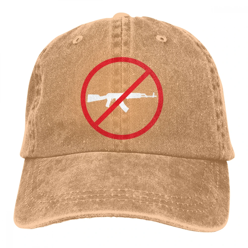 Без пистолета не допускается оружие Casquette черный унисекс Мужские Женские джинсовые бейсболка с ремешком кепки Регулируемый Гольф папа шляпа - Цвет: Хаки
