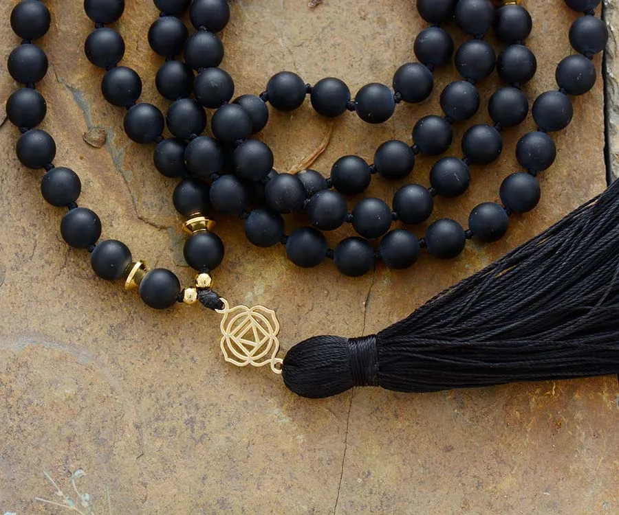 New Chakras 108 Beads Mala Matte Onyx 7 Color Stones Reiki Charm Tassel Necklace Bead Knotted Meditation Yoga Necklace Dropship - Image 4