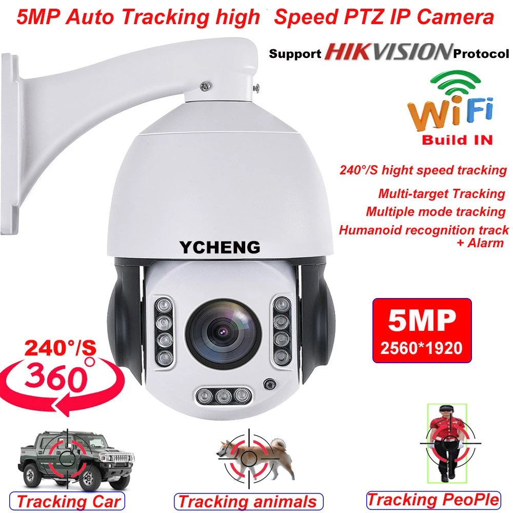 30X Zoom 5mp Wireless Car Animal Humanoid Auto Tracking 360° PTZ High