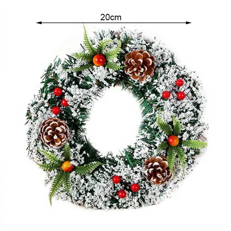 20cm Wall Hanging Christmas Wreath Decoration Handmade Door Ornament Garland Holiday Decor Fake Fruit Pine Xmas For Home AKC6358