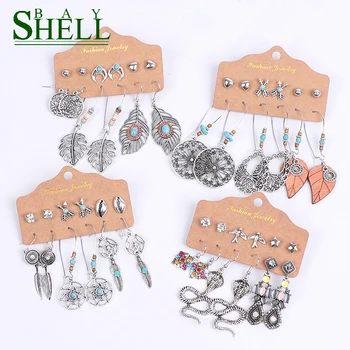 

Shell Bay 2020 Long Earrings Set Women Boho Set Earrings Fashion Jewelry Small Drop Earrings Girl Snake Bohemian Gifts Wholesale