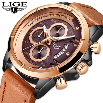 

LIGE Watch Top Brand Man Watches with Chronograph Sports Waterproof Clock Man Watches Military Luxury Men's Watch Analog Quartz