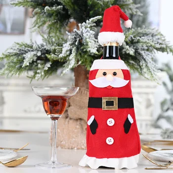 

Sckday Merry Christmas Santa Wine Bottle apron Bag Cover Clothes for Xmas Festival Party Table Decor Bottle Covers Decorations