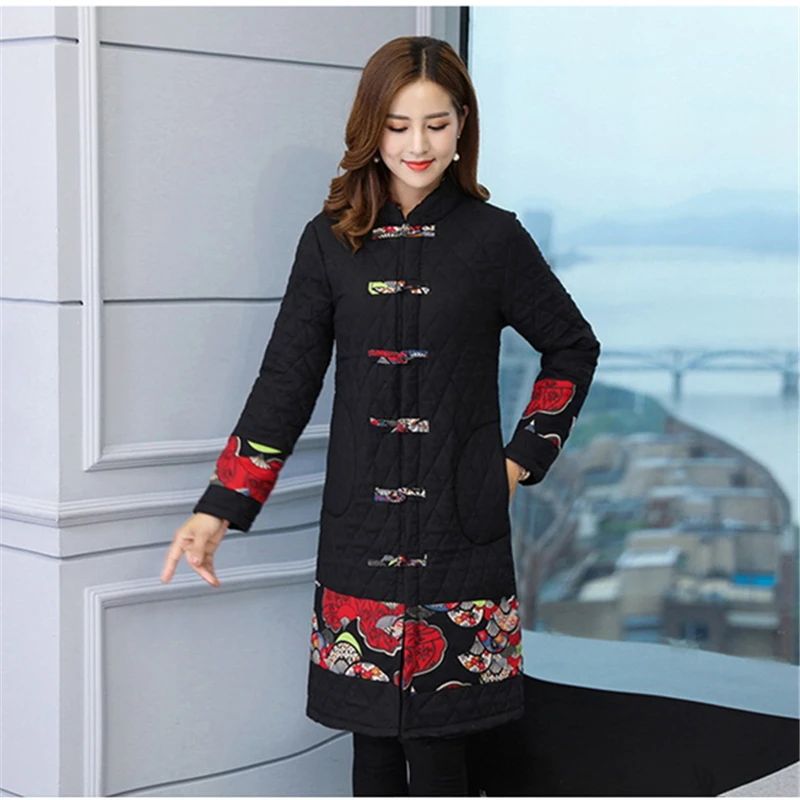 Новинка осенне зимняя парка женское хлопковое пальто Национальная ветровая