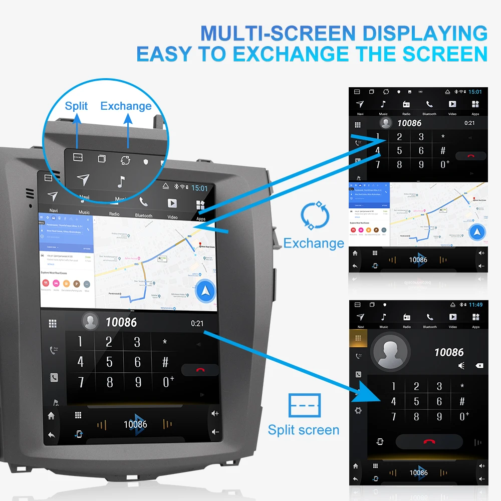 Excellent Isudar H53 Vertical 1 Din Android Auto Radio For Toyota/Corolla 2007-2011 GPS Car Multimedia RAM 4G ROM 64G DSP For Telsa Model 2
