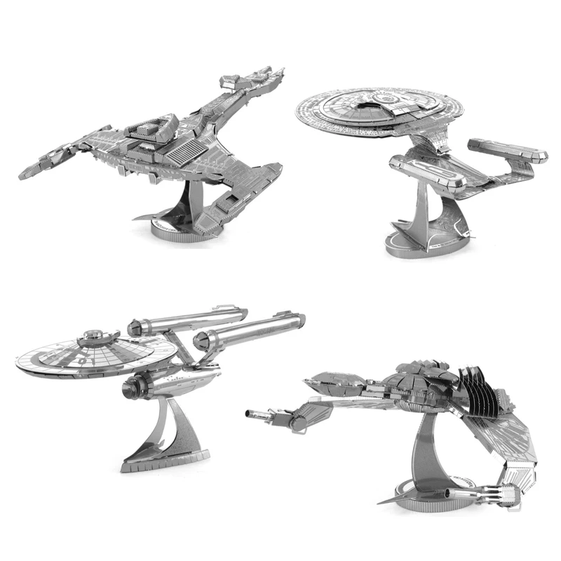 

Miniature Spaceship metal Model Jigsaw Puzzle Toys 3D DIY Metal Klingon Enterprise Assemble Model Toys for Science Fiction Fans