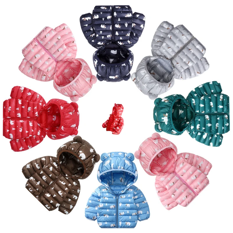 

Baby Girls Boys Parka Light Kids Jacket Hood Down Cotton Coat Christmas clothes Winter Children Jacket Toddler Outerwear 2-7y
