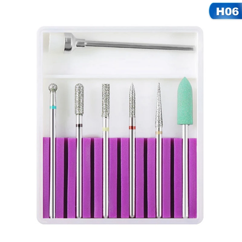 6pcs Ceramic Diamond Nail Drill Set Milling Cutter For Manicure Rotary Burr Clean Bits Electric Machine Art Accessory