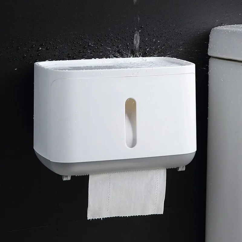 Plastic Toilet Roll Paper Holder Waterproof Wall Mounted Bathroom Paper Towel Box JA55
