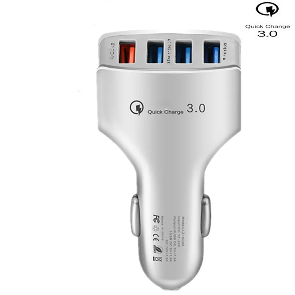 Хорошая Быстрая зарядка 3,0 Автомобильное зарядное устройство адаптер 7A QC3.0 турбо быстрая зарядка автомобильное зарядное устройство 4 порта USB Автомобильное зарядное устройство для мобильного телефона Регистратор