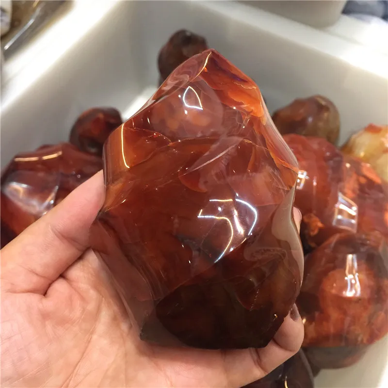 100% Natural Red Agate Crystal Flame Shape Standing Stone Carnelian Torches Gemstone Gifts Decoration | Дом и сад