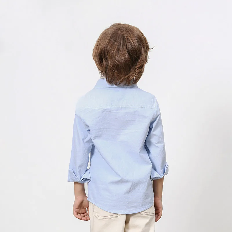 Spring Autumn 2 3 4 6 8 10 Years Children'S Cloth Turn-Down Collar Long Sleeve Embroidery Animal Baby Kids Boys Cotton Shirt