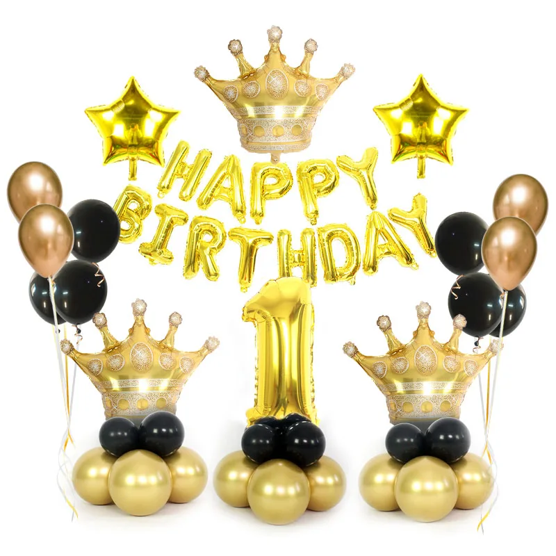 GD crown SVRset1) Розовое золото Воздушные шары для дня рождения фольгированные буквы «С Днем Рождения» воздушные шары короны шары для празднования юбилея вечерние принадлежности для декора - Цвет: GD crown SVRset1)