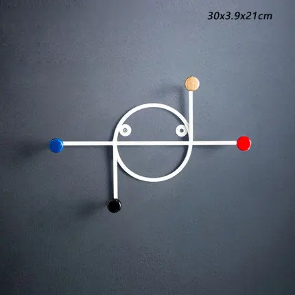 Ключница настенная Настенное крепление ключница нордическая креативная полка из кованого железа крючки пальто Сумочка шляпа шарф держатель домашнее украшение-подвеска - Цвет: white colorful dot