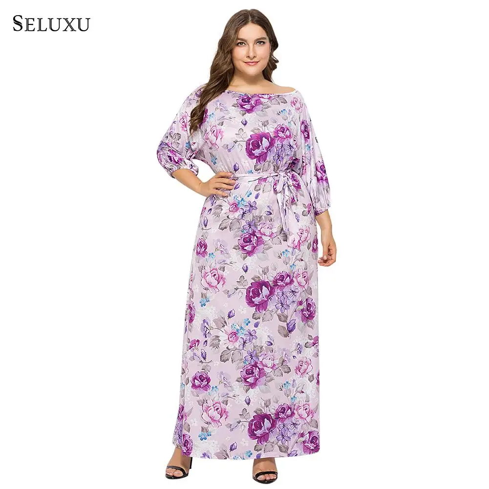 Seluxu осень Новое Женское платье большого размера vestidos цифровая печать платье посылка сексуальное платье большого размера женское платье