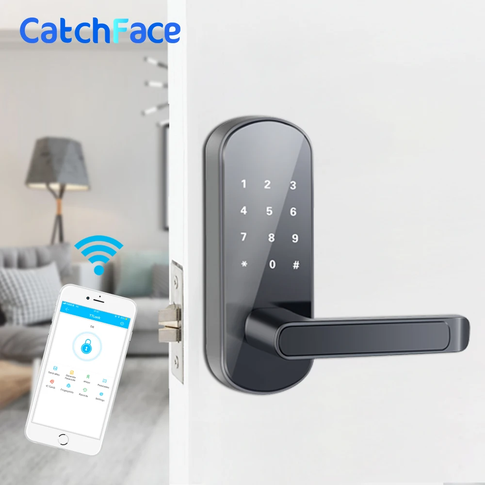 Электронный автоматизированный замок кодовый дверной замок Безопасность Интеллектуальная биометрический замок дверной замок с Wi-Fi с Bluetooth APP IC Card Key