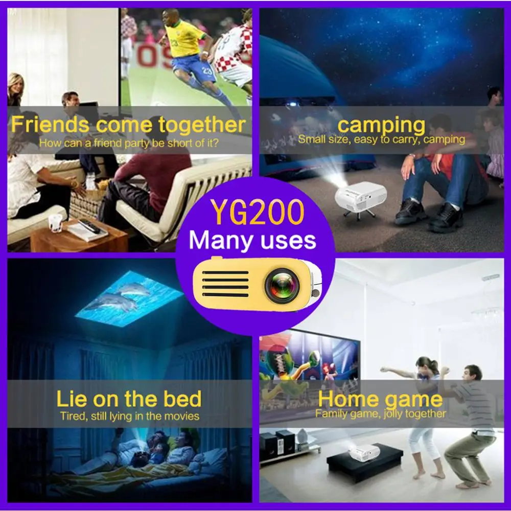 Светодиодный проектор LEJIADA YG200 600 люмен 320x240 пикселей HDMI USB Мини домашний