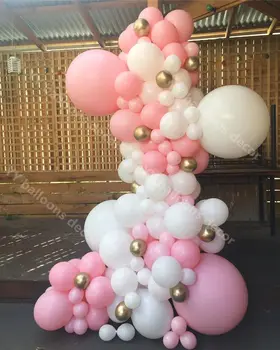 

Latex Balloons Garland Arch Pastel Macaroon Pink White Chrome Gold DIY Globos Baby Shower Birthday Wedding Party Decorations