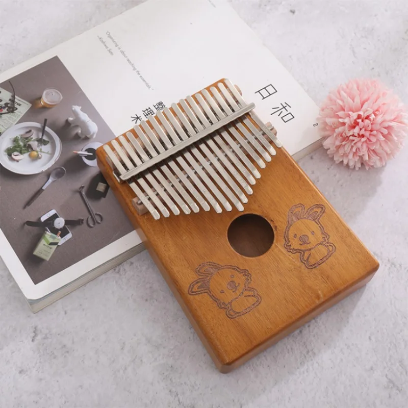 

High quality acacia wood 17 key kalimba thumb piano Chinese zodiac pattern portable thumb piano musical instrument