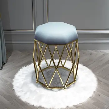 

Nordic Ins Style Chair Simple Household Iron Dressing Stool Black Bird Nest Dressing Stool Gold Light Luxury Manicure Chair