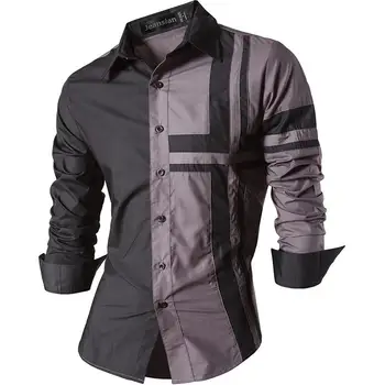 

Jeansian Men's Dress Shirts Casual Stylish Long Sleeve Designer Button Down Slim Fit Z014 Gray2