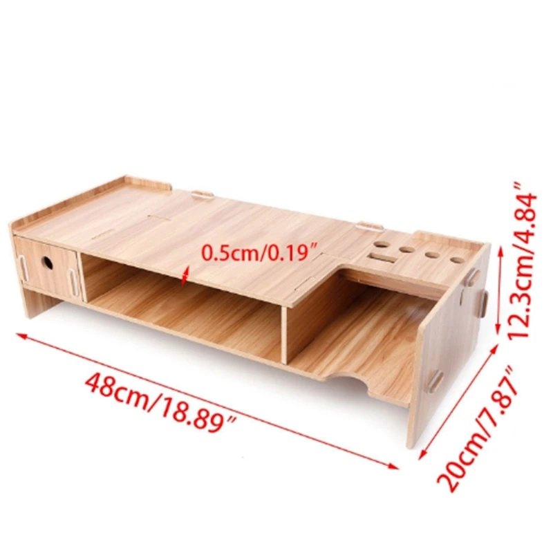  MDF Desktop Monitor Riser TV Stand Holder over Keyboard Desk Organizer Storage Space for Computer L