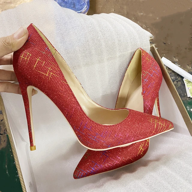 Red Heels Wedding Shoes Bride New Arrival 2020 Women High Heels Dress –  GOANGIRL