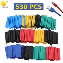 530pcs Set Polyolefin Contraction Assorted Heat Shrink Tube Hose Insulated Wire Cable Sheath Wire Cable 8 Multiple Sizes