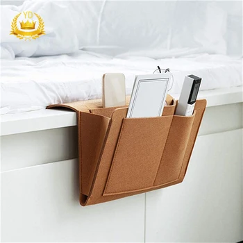 

Hot Home Bed Rails Sofa Beds Felt Bedside Storage Pocket Phone Holder Remote Hanging Organizer Bag Bedroom Accessories