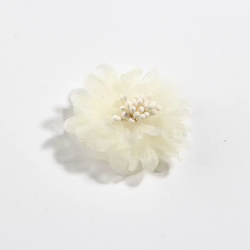 Cream 120 шт 4 см 1," модная ткань шифон в цветочек для волос аксессуары Искусственные волосы цветы для платья украшение в виде свадебного букета - Цвет: Cream