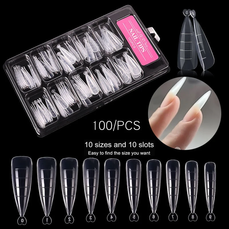 100 pçs forma de unhas claras do prego do sistema rápido construção do molde do gel dicas de extensão do prego molde uv do gel para o prego estendem