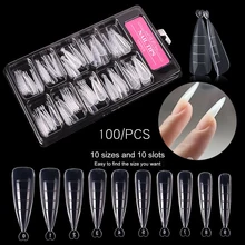100 pçs forma de unhas claras do prego do sistema rápido construção do molde do gel dicas de extensão do prego molde uv do gel para o prego estendem
