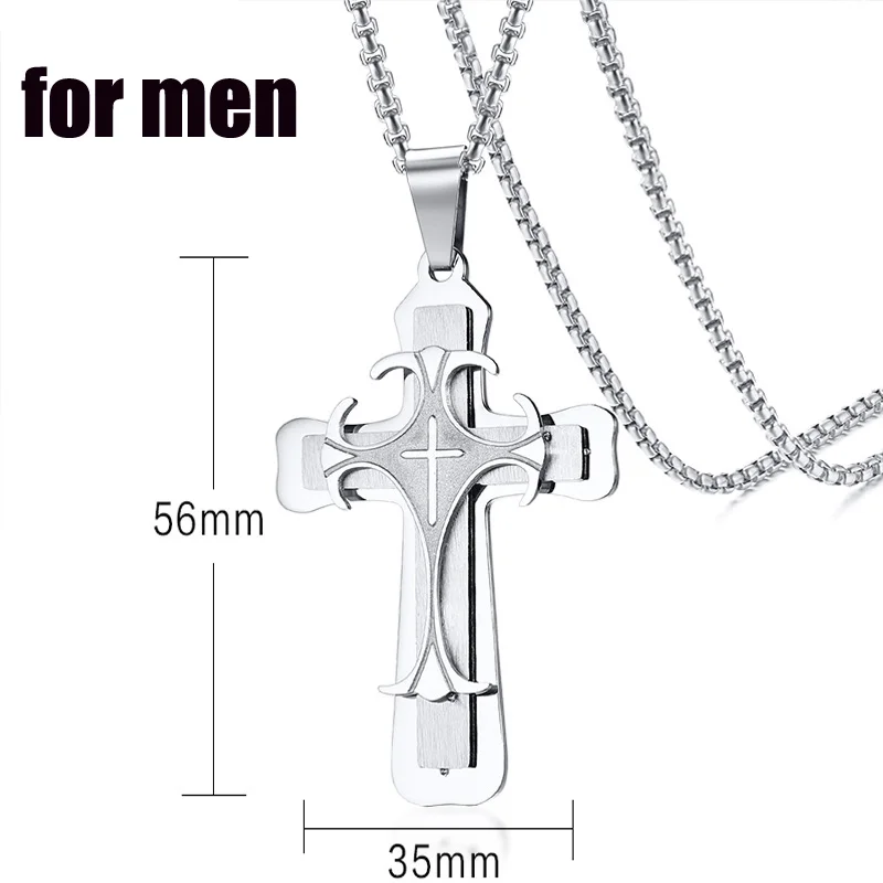 PN097S for men Meaeguet, классическая черная подвеска в виде Креста для ожерелья, для женщин и мужчин, нержавеющая сталь, молитва, распятие, Мужская цепочка - Окраска металла: PN097S for men