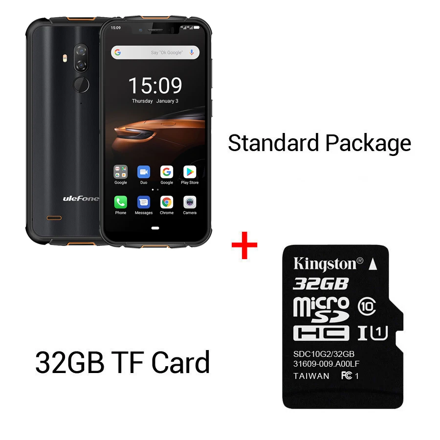 Black N 32GB Card Ulefone Armor 5S 5,85 ''водонепроницаемый IP68 NFC прочный MT6763 Otca-core Android 9,0 4 Гб+ 64 Гб Беспроводная зарядка 4G LTE мобильный телефон - Цвет: Black N 32GB Card