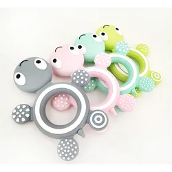 Anneau de dentition en Silicone pour bébé, qualité alimentaire, tortue mignonne, petite tige, collier, cadeaux de fête prénatale, animaux de dessin animé, sans BPA 
