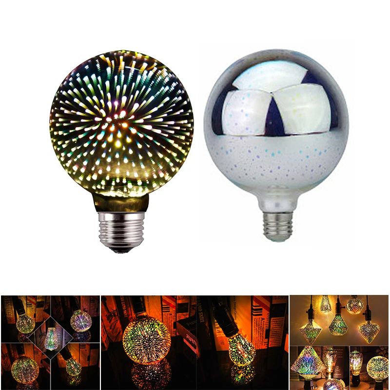 

Led light bulb 3D decoration bulb fireworks perfect 3D beam effect E27 lamp holder holiday lights novelty Christmas lamp